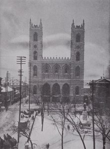 Notre Dame i vinter, Montreal (s/hvitt bilde) av Photographer Canadian