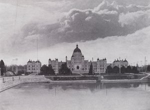 Parliament Buildings, Victoria, British Columbia (s/hvitt-bilde) av Photographer Canadian