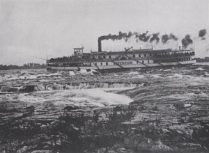 Skyting av Lachine Rapids, River St Lawrence (s/hvitt bilde)