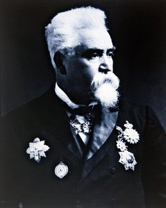 Sir Hiram Maxim (s/hvitt bilde) av Photographer English