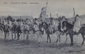 Marokkanske Goumiers , muslimske soldater som tjenestegjorde under den franske hæren i Afrika (s/hv-bilde)