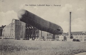 August von Parsevals styrbare luftskip (s/hvitt bilde) av Photographer German