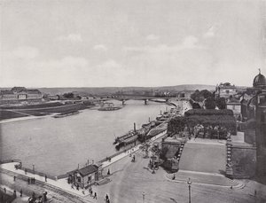 Bruhl'sche Terrasse og Elbquai (s/hvitt bilde) av Photographer German