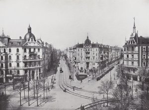 Charlottenburg, Kurfürstendamm, hjørnet av Uhlandstrasse og Grolmanstrasse (s/hv-bilde) av Photographer German