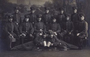 Gruppe av tyske hærsoldater (s/hvitt bilde) av Photographer German