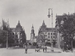 Kaiser Wilhelm Bridge og Kaiser Wilhelm Street (s/hvitt bilde) av Photographer German
