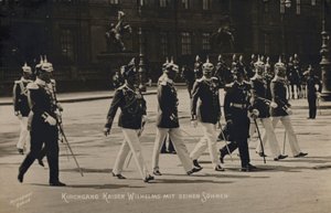 Kaiser Wilhelm II og sønnene hans (s/hv-bilde) av Photographer German