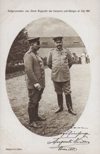 Kaiser Wilhelm II med feltmarskalk Paul von Hindenburg, sjef for den tyske hæren, Posen, første verdenskrig av Photographer German