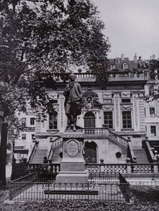 Leipzig: Goethe-monumentet på Naschmarkt (s/hvitt-bilde) av Photographer German