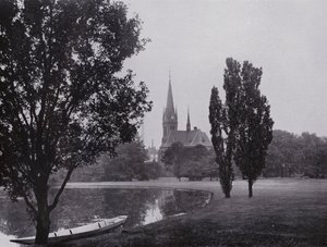 Leipzig: Johannapark med Luther-kirken (s/hvitt-bilde) av Photographer German