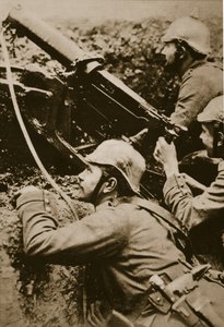 Machine Gun, deltok (sepia-bilde) av Photographer German