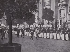 Potsdam, mottakelse av prinsen av keiseren i det nye palasset (s/hvitt-bilde) av Photographer German