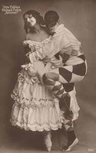 Russiske ballettdansere Vera Fokina og Michel Fokine i Carnaval, c1910 (s/hvitt-bilde) av Photographer German
