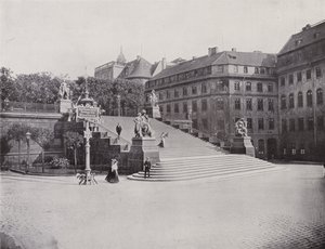 Trapp til Bruhl'sche Terrasse (s/hvitt bilde) av Photographer German