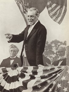 USAs president Woodrow Wilson, drivkraften bak opprettelsen av Folkeforbundet, som likevel ikke klarte å overtale landet sitt til å slutte seg til organisasjonen (s/hv-bilde) av Photographer German