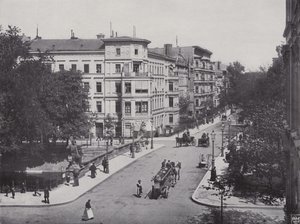 Fra Heydt Bridge og Bendler Street (s/hv-bilde) av Photographer German