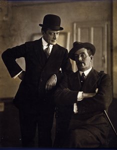Komponisten Giacomo Puccini (1858-1924) og musikkforlaget Tito Ricordi II (1865-1933). av Photographer Italian