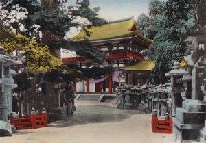 Japan, ca. 1912: Kasuga Shinto-tempelet grunnlagt i 767, ved Nara, nær Kyoto (bilde) av Photographer Japanese