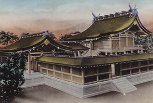 Japan, ca. 1912: Hovedbygningen til Meiji Jingu, helligdommen, Tokyo (bilde) av Photographer Japanese