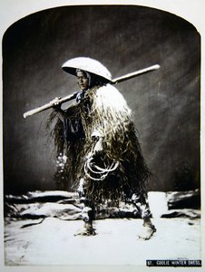 Japansk portør i vinterklærne sine, ca. 1900 (farget bilde) av Photographer Japanese