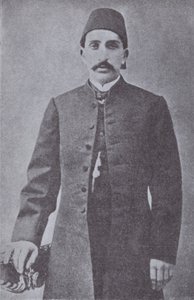 Abdul Hamid II, sultan av det osmanske riket, styrtet av de unge tyrkerne i 1909 (s/hv-bilde) av Photographer Turkish
