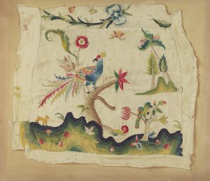 Crewel-brodert stolsete, ca. 1936.