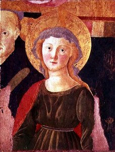 St. Peter Martyr og en kvinnelig helgen (detaljer)