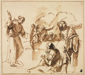 En munk forkynner av Pier Francesco Mola