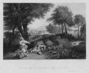 Hagar i ørkenen, 1. Mosebok XXI av Pier Francesco Mola