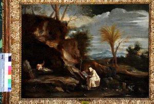 Landskap med to karteusiske munker (olje på lerret) av Pier Francesco Mola