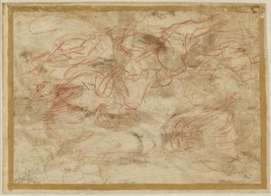 Engelen som viser seg for Hagar i ørkenen, ca. 1660 (rød kritt på papir) av Pier Francesco Mola