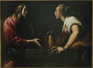 Kristus og den samaritanske kvinnen ved brønnen. (Olje på lerret