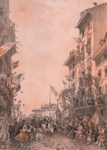Inntreden av kong Vittorio Emanuele II i Brescia, Lombardia av Blaise Nicolas Le Sueur