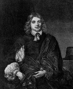 Portrett av Lucius Cary, 2. Viscount Falkland (ca. 1610-1643), engelsk forfatter, politiker og soldat som var utenriksminister fra 1642 til 1643, gravering av Blaise Nicolas Le Sueur