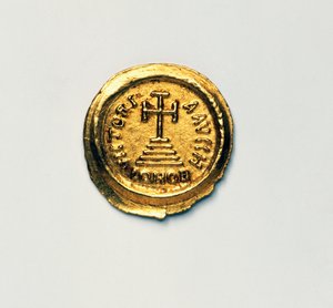 Solidus av den bysantinske keiseren Heraclius, bysantinske mynter, 7. århundre e.Kr.