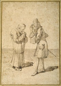 Baron Philip von Stosch viser en antikk perle til Sabbatini (penn og blekk på papir) av Pier Leone Ghezzi