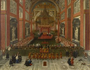 Benedikt XIII Presiderer over den romerske provinssynoden i 1725, Basilica of St. John Lateran, 1725