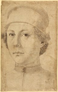 Portrett av en ung mann, hode og skuldre, med lue av Piero del Pollaiolo
