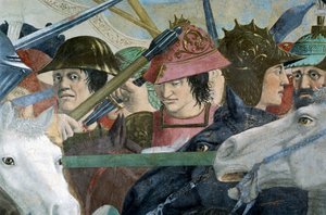 Detalj fra The Legend of the True Cross som viser slaget ved Heraclius I av Byzantium mot Chosroes II, av Piero della Francesca av Piero della Francesca