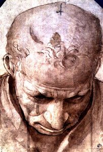 Hodet til en eldre mann (penn, brunt blekk og vask) av Piero di Cosimo