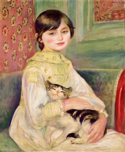 Julie Manet, også kjent som Barn med en katt av Pierre-Auguste Renoir