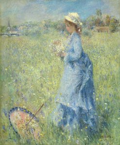 Kvinne som plukker blomster