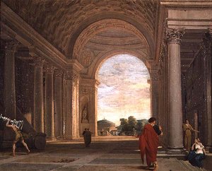 Interiøret til en kirke i Roma (olje på lerret) av Pierre Lemaire