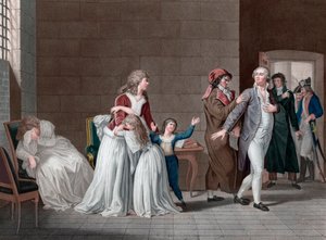 Separasjon av kong Louis XVI av Frankrike (1754-1793, fra hans familie). Paris, Temple-fengsel, 20. januar av Pierre (after) Bouillon