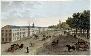 Utsikt over det nye galleriet til det naturhistoriske kabinettet til Jardin des Plantes - i "" Vues de Paris"" av Courvoisier