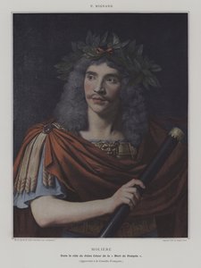 Moliere i rollen som Jules Cesar de la "Mort de Pompee" (Moliere i rollen som Julius Caesar i Pompeius død) (fargebilde) av Pierre (after) Mignard