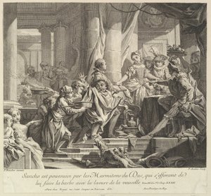 Sancho forfulgt av Kitchen Boys of the Duke, 1700-tallet. av Pierre Alexandre Aveline