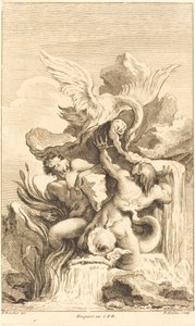 To Tritons og en svane av Pierre Alexandre Aveline after François Boucher