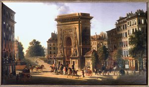 Boulevard du Temple og Porte Saint Denis, Paris, ca 1810 (maleri) av Pierre Alexandre Pau de Saint Martin