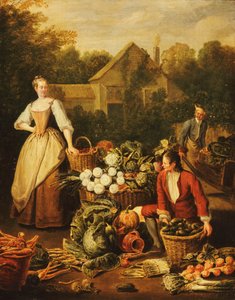 En hushjelp som kjøper grønnsaker, 1727